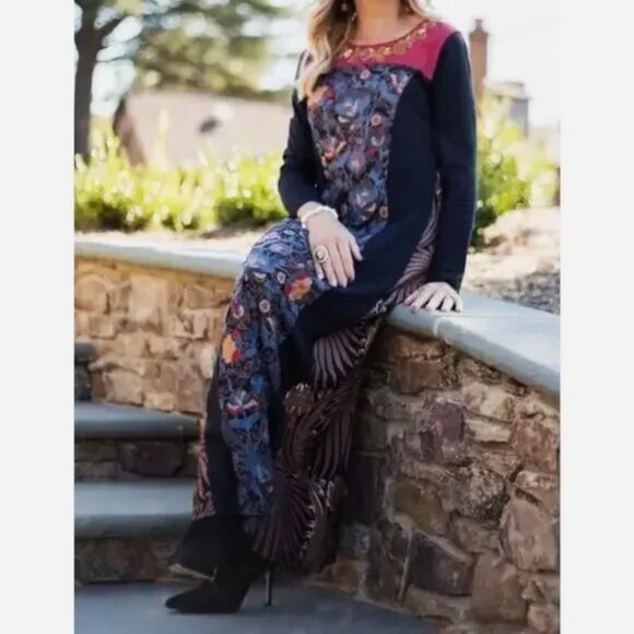 Soft Surroundings Women's Embellished Embroidered Icon Sultana Maxi Dress Large - Picture 6 of 10